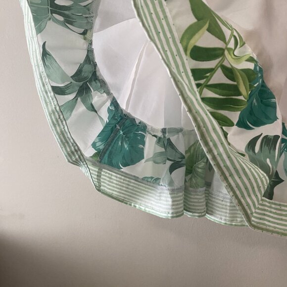 Handmade Children's Green White Linen Viscose Cotton Crochet Flower Dress - Picture 14 of 14